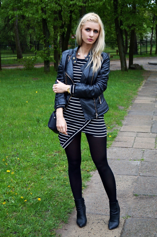 Striped Dress - Fashion Tights
