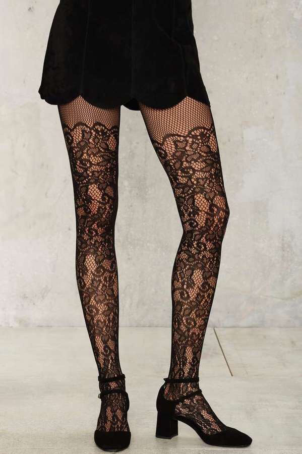 FACTORY GRAPEVINE FLORAL TIGHTS - Fashion Tights