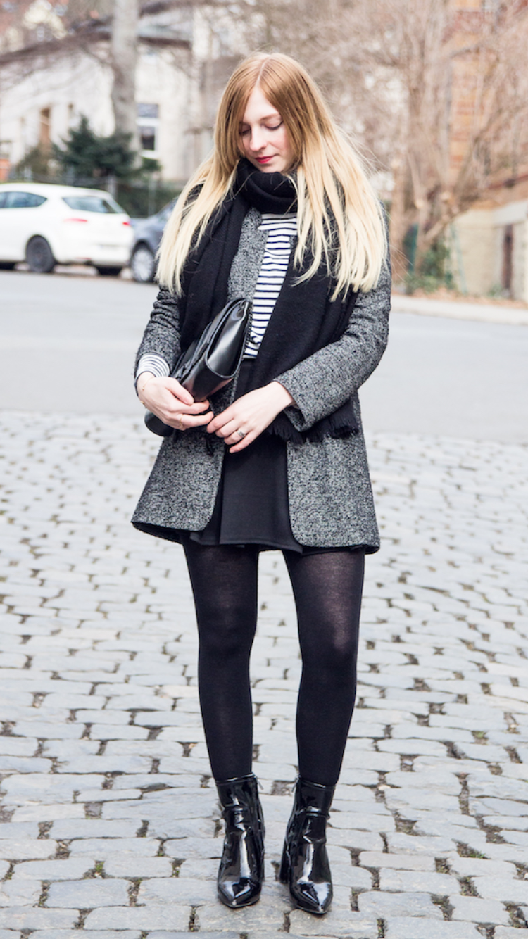 Monochrome Outfit – Stripes, Tomboy Blazer & Patent Leather Boots ...