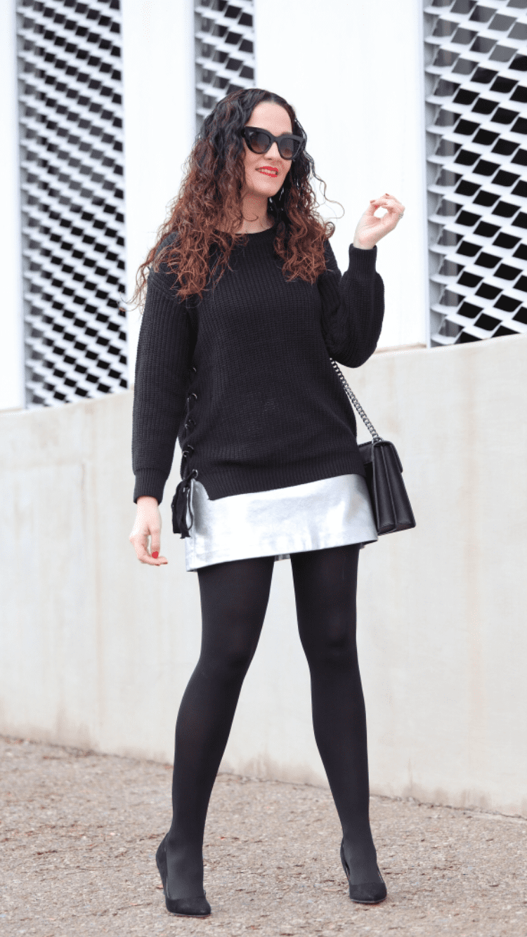 BLACK AND SILVER LOOK - Fashion Tights