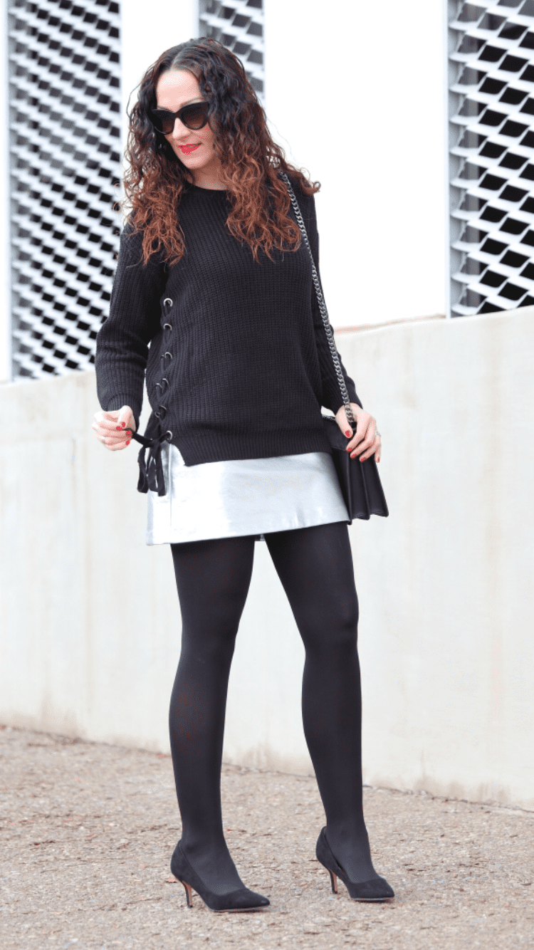 BLACK AND SILVER LOOK - Fashion Tights