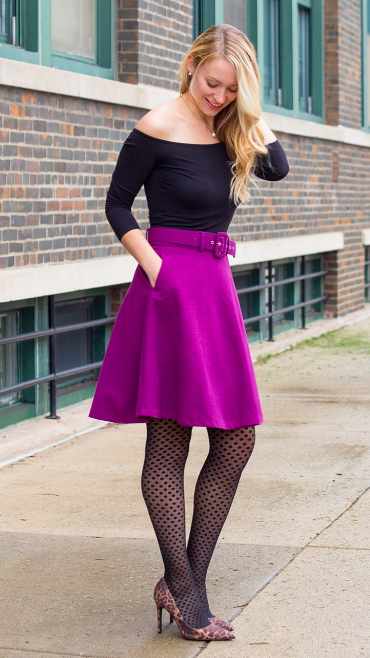 skater skirt outfits with tights