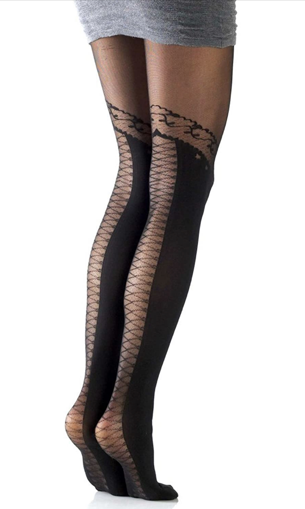 Foot Traffic Faux Lace-up Black Tights - Fashion Tights