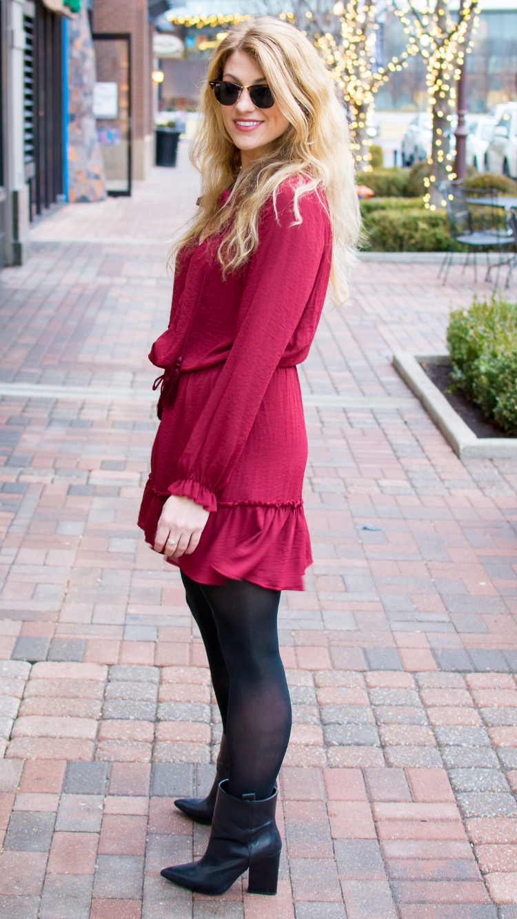 Valentine’s Day Outfit Idea: Red Dress and Black Boots. - Fashion Tights