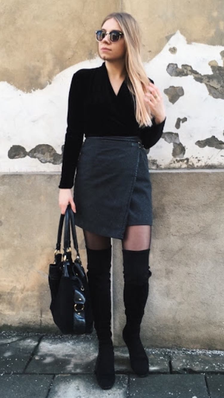 Skirt and velor body with SheIn - Fashion Tights