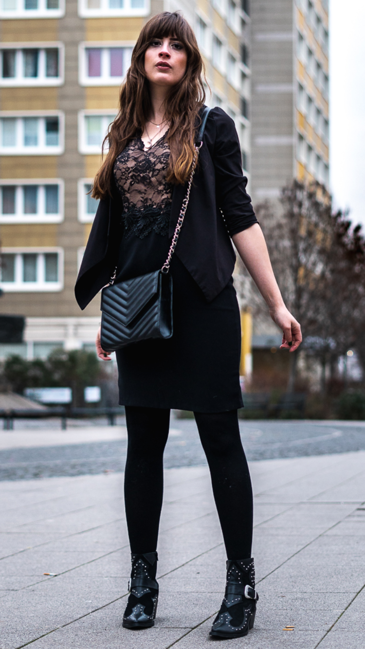 Winter outfit with dress - so I wear boots in January! - Fashion Tights